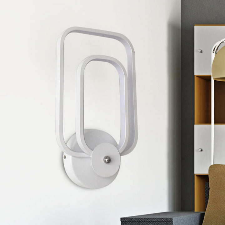 Lisslune | Rectangular Frame Aluminum Wall Light Minimalist LED White Wall Mount Lighting in Warm/White Light
