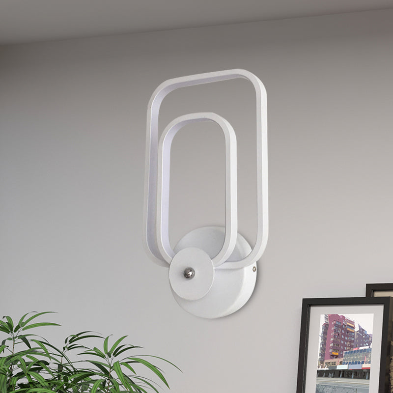 Lisslune | Rectangular Frame Aluminum Wall Light Minimalist LED White Wall Mount Lighting in Warm/White Light