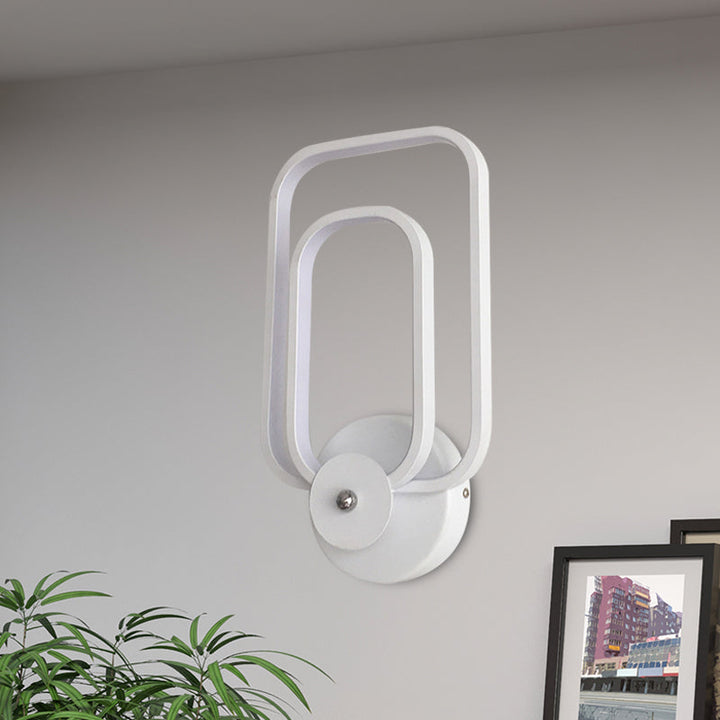 Lisslune | Rectangular Frame Aluminum Wall Light Minimalist LED White Wall Mount Lighting in Warm/White Light