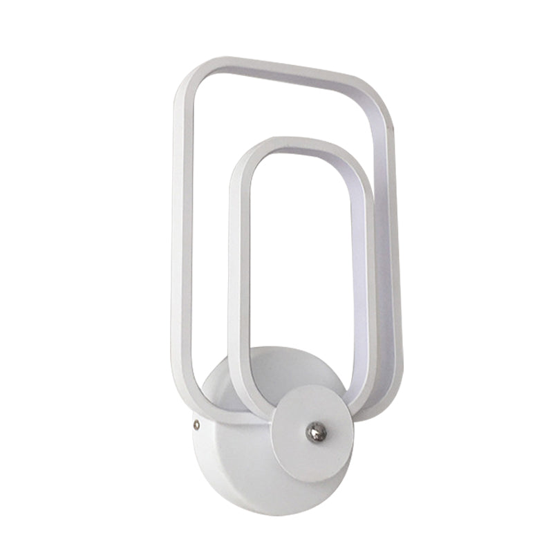 Lisslune | Rectangular Frame Aluminum Wall Light Minimalist LED White Wall Mount Lighting in Warm/White Light