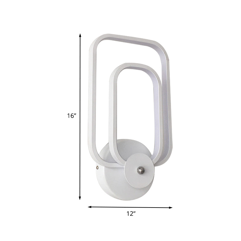 Lisslune | Rectangular Frame Aluminum Wall Light Minimalist LED White Wall Mount Lighting in Warm/White Light
