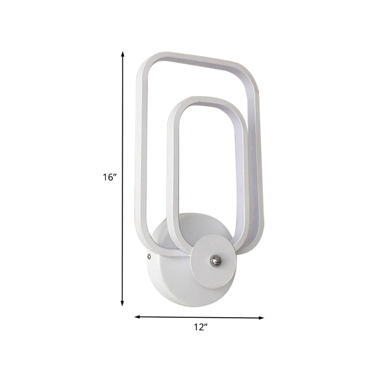 Lisslune | Rectangular Frame Aluminum Wall Light Minimalist LED White Wall Mount Lighting in Warm/White Light