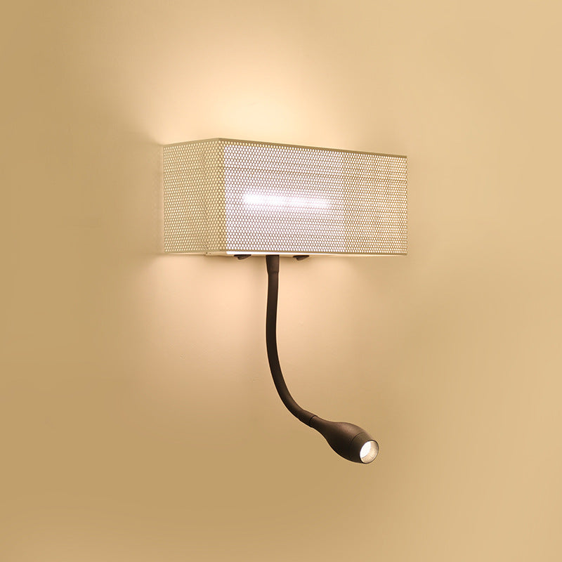 Lisslune | Metallic Mesh Rectangular Built-in Wall Lamp Modernism LED Wall Light in White with Rotatable Design