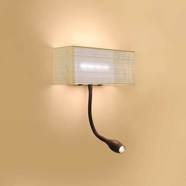 Lisslune | Metallic Mesh Rectangular Built-in Wall Lamp Modernism LED Wall Light in White with Rotatable Design