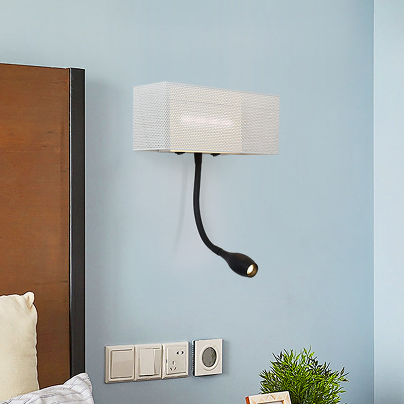 Lisslune | Metallic Mesh Rectangular Built-in Wall Lamp Modernism LED Wall Light in White with Rotatable Design