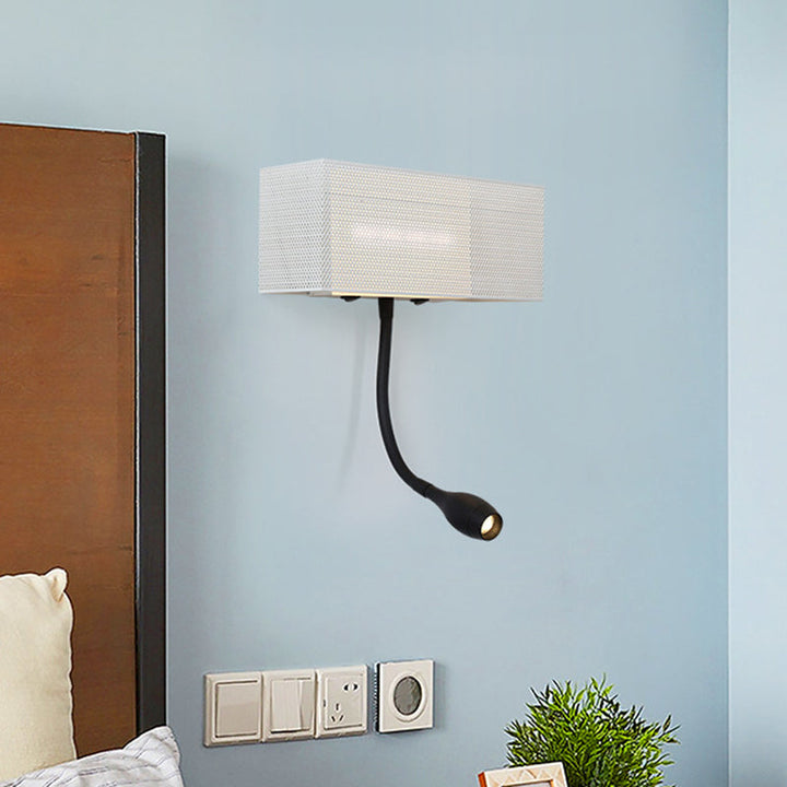 Lisslune | Metallic Mesh Rectangular Built-in Wall Lamp Modernism LED Wall Light in White with Rotatable Design