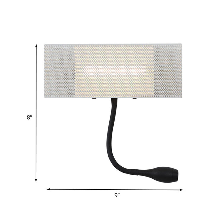 Lisslune | Metallic Mesh Rectangular Built-in Wall Lamp Modernism LED Wall Light in White with Rotatable Design