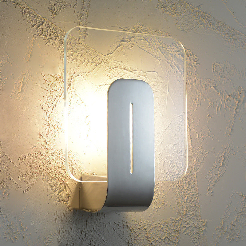 Lisslune | 1 Head Bathroom Wall Light Modern Silver Finish Wall Mounted Lamp with Square Panel Clear Glass Shade