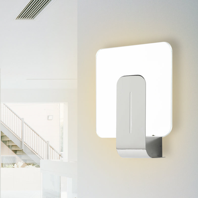 Lisslune | 1 Head Bathroom Wall Light Modern Silver Finish Wall Mounted Lamp with Square Panel Clear Glass Shade