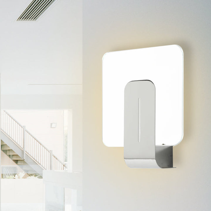 Lisslune | 1 Head Bathroom Wall Light Modern Silver Finish Wall Mounted Lamp with Square Panel Clear Glass Shade