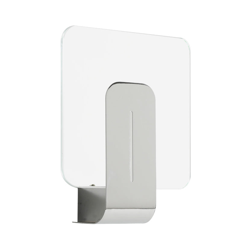 Lisslune | 1 Head Bathroom Wall Light Modern Silver Finish Wall Mounted Lamp with Square Panel Clear Glass Shade
