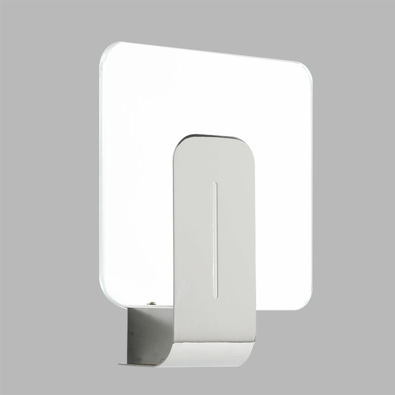Lisslune | 1 Head Bathroom Wall Light Modern Silver Finish Wall Mounted Lamp with Square Panel Clear Glass Shade