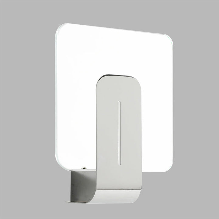 Lisslune | 1 Head Bathroom Wall Light Modern Silver Finish Wall Mounted Lamp with Square Panel Clear Glass Shade