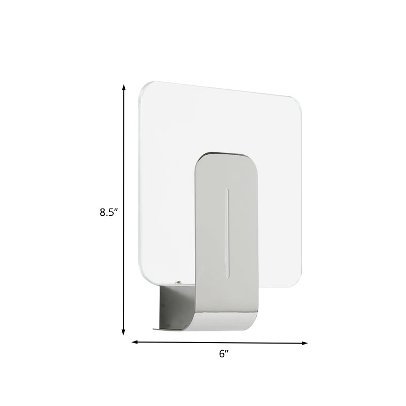 Lisslune | 1 Head Bathroom Wall Light Modern Silver Finish Wall Mounted Lamp with Square Panel Clear Glass Shade