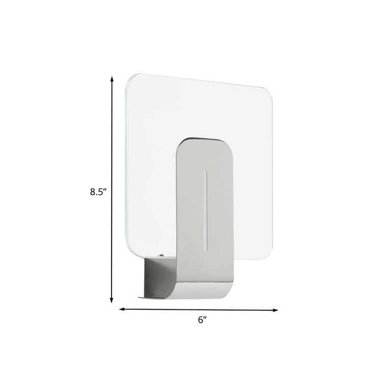 Lisslune | 1 Head Bathroom Wall Light Modern Silver Finish Wall Mounted Lamp with Square Panel Clear Glass Shade