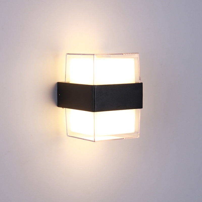 Lisslune | White and black cube-shaped wall sculpture modern LED acrylic wall lamp in warm/white light for nightstands