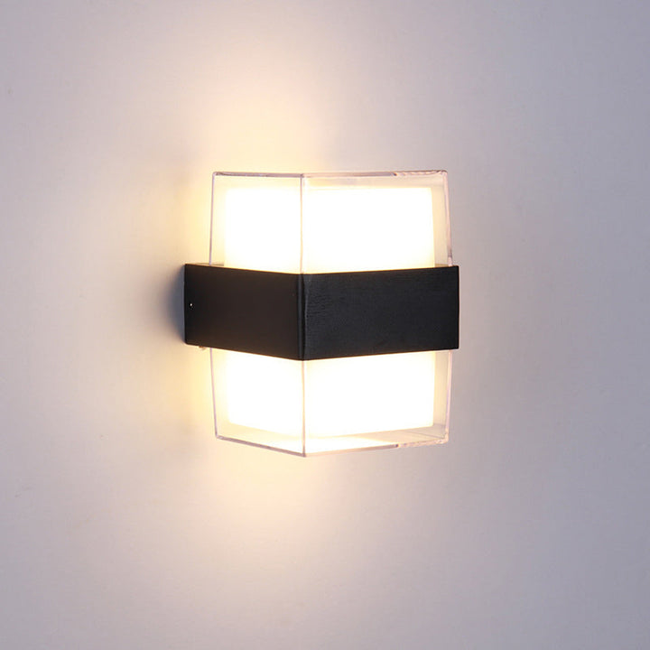 Lisslune | White and black cube-shaped wall sculpture modern LED acrylic wall lamp in warm/white light for nightstands
