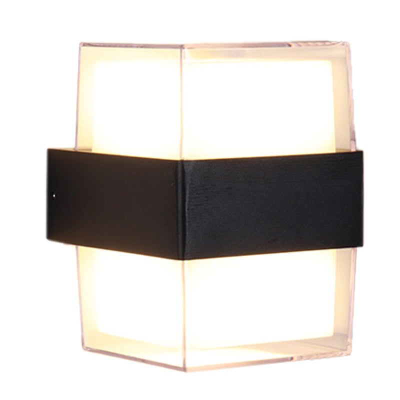 Lisslune | White and black cube-shaped wall sculpture modern LED acrylic wall lamp in warm/white light for nightstands
