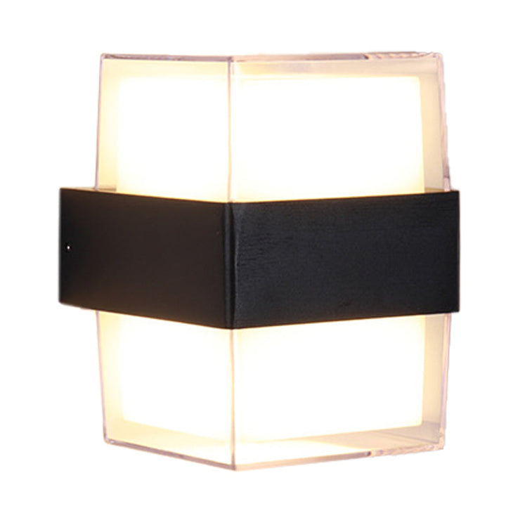Lisslune | White and black cube-shaped wall sculpture modern LED acrylic wall lamp in warm/white light for nightstands