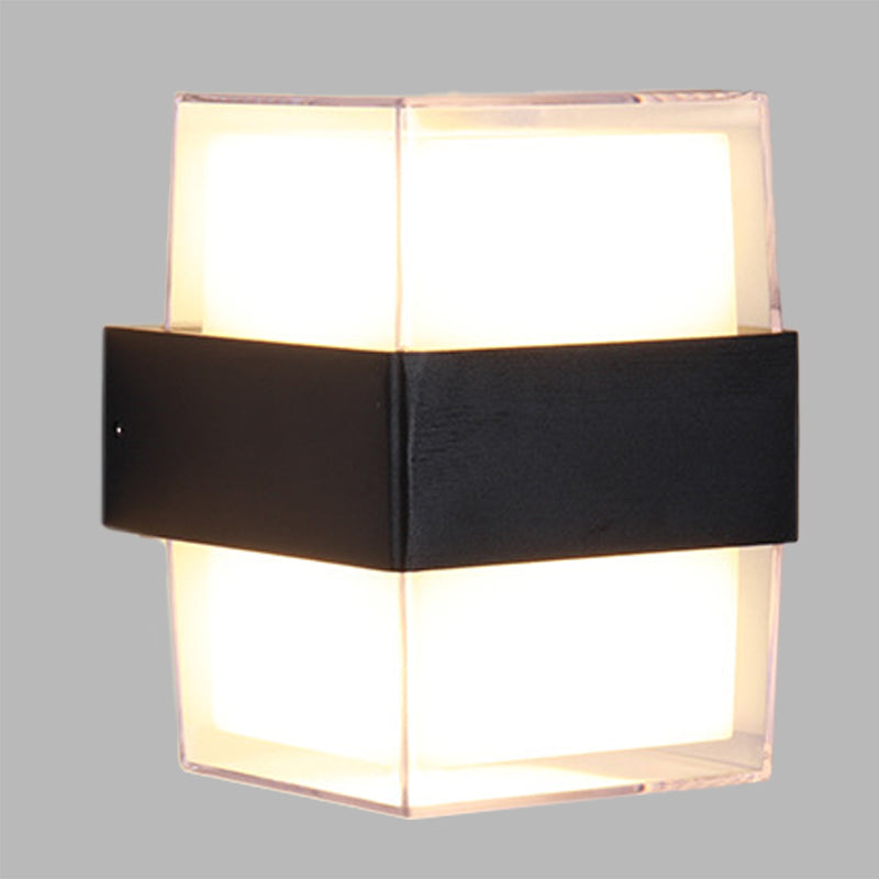 Lisslune | White and black cube-shaped wall sculpture modern LED acrylic wall lamp in warm/white light for nightstands