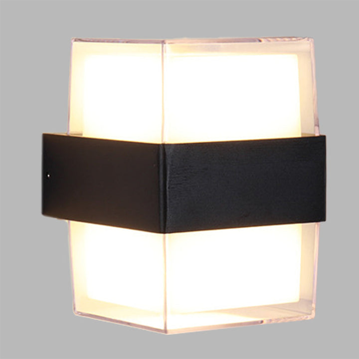 Lisslune | White and black cube-shaped wall sculpture modern LED acrylic wall lamp in warm/white light for nightstands