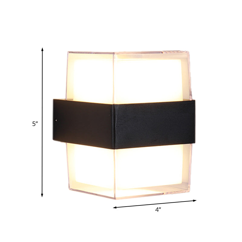 Lisslune | White and black cube-shaped wall sculpture modern LED acrylic wall lamp in warm/white light for nightstands