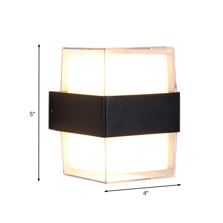 Lisslune | White and black cube-shaped wall sculpture modern LED acrylic wall lamp in warm/white light for nightstands