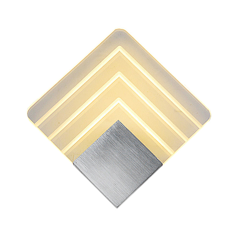 Lisslune | Modernism Squared Wall Light Metal 5.5"/8" B LED Corner Wall Light in Black/Silver with Acrylic Shade