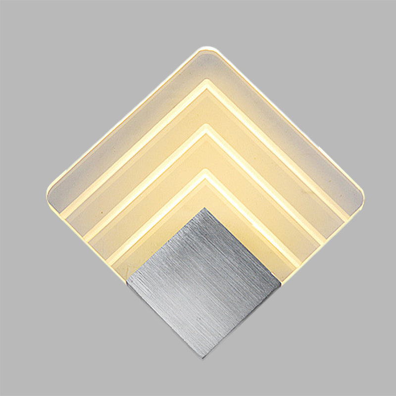 Lisslune | Modernism Squared Wall Light Metal 5.5"/8" B LED Corner Wall Light in Black/Silver with Acrylic Shade