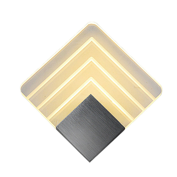 Lisslune | Modernism Squared Wall Light Metal 5.5"/8" B LED Corner Wall Light in Black/Silver with Acrylic Shade