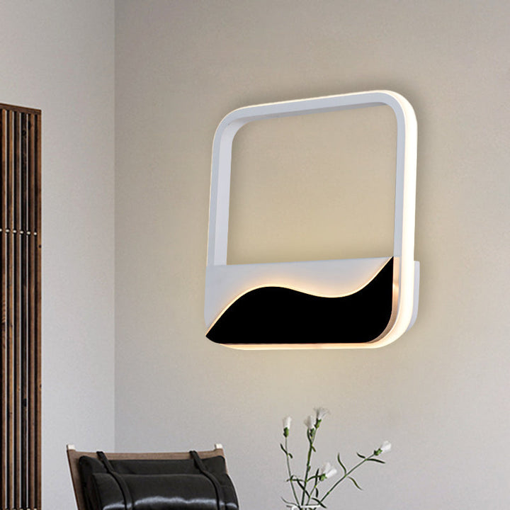 Lisslune | Minimalistic LED Wall Mount Light White and Black Square Frame Wall Lamp with Acrylic Shade in Warm/White Light