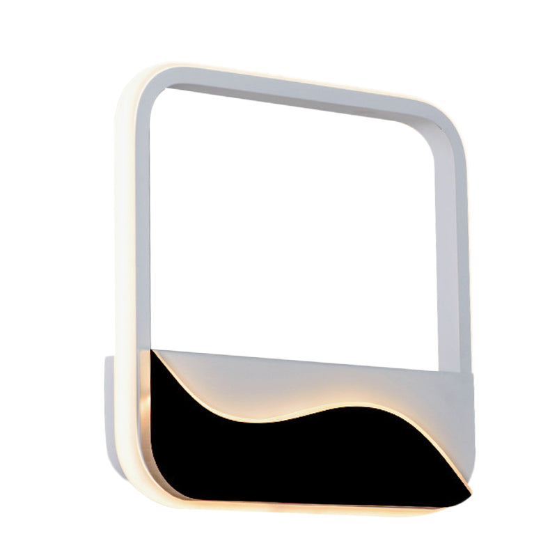 Lisslune | Minimalistic LED Wall Mount Light White and Black Square Frame Wall Lamp with Acrylic Shade in Warm/White Light