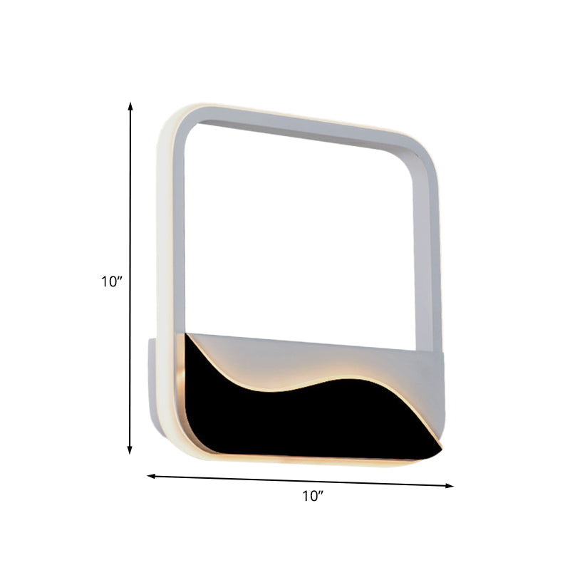 Lisslune | Minimalistic LED Wall Mount Light White and Black Square Frame Wall Lamp with Acrylic Shade in Warm/White Light
