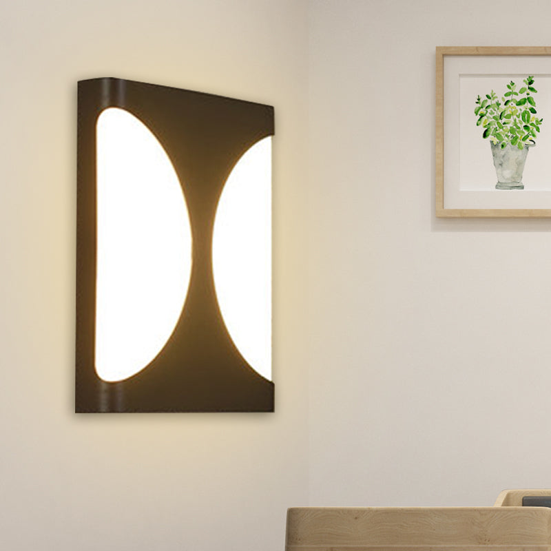 Lisslune | Metallic Rectangular Flush Wall Light Modern LED Black Wall-Mounted Lamp with Double Semicircle Pattern