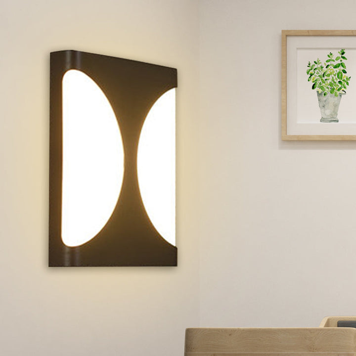 Lisslune | Metallic Rectangular Flush Wall Light Modern LED Black Wall-Mounted Lamp with Double Semicircle Pattern