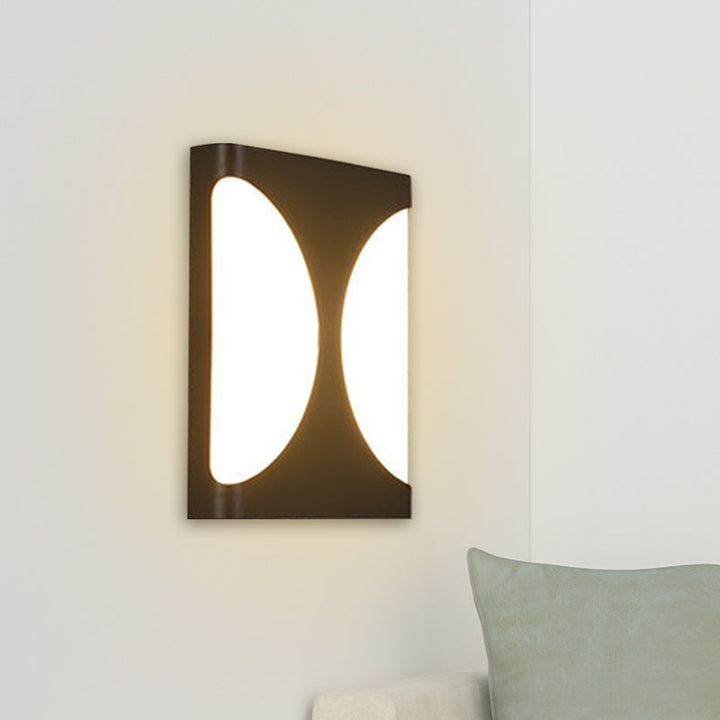 Lisslune | Metallic Rectangular Flush Wall Light Modern LED Black Wall-Mounted Lamp with Double Semicircle Pattern