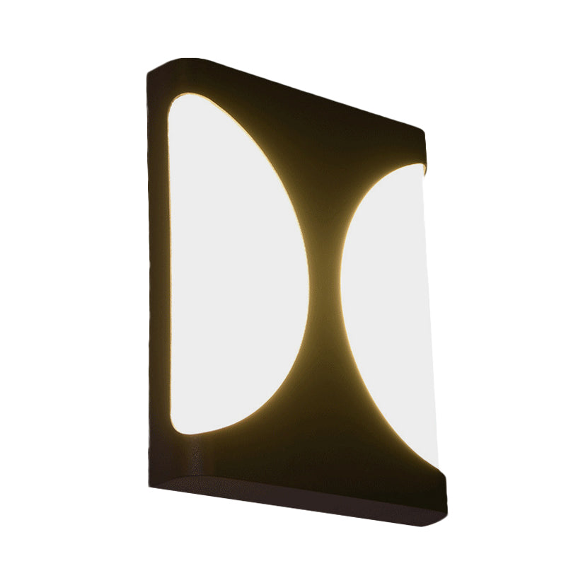 Lisslune | Metallic Rectangular Flush Wall Light Modern LED Black Wall-Mounted Lamp with Double Semicircle Pattern