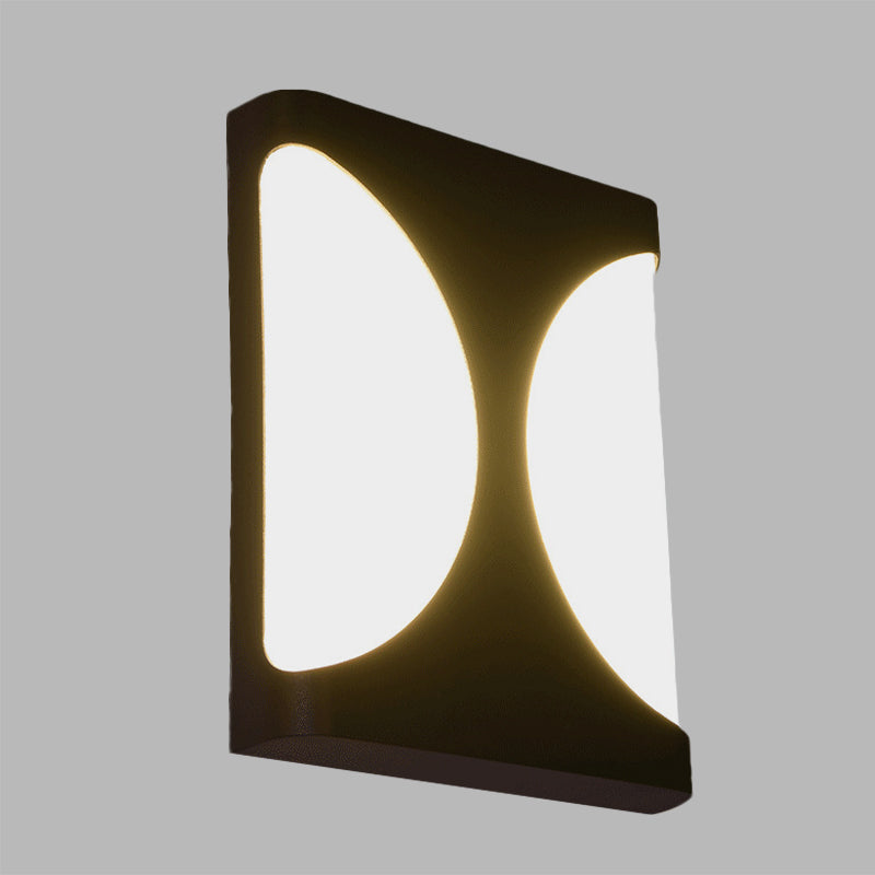 Lisslune | Metallic Rectangular Flush Wall Light Modern LED Black Wall-Mounted Lamp with Double Semicircle Pattern