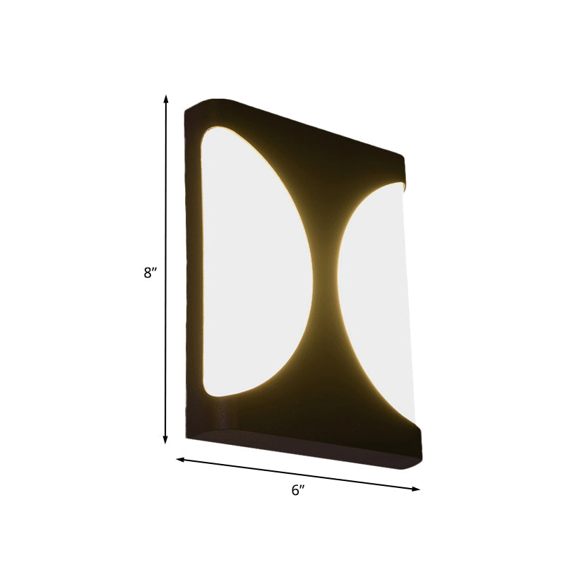Lisslune | Metallic Rectangular Flush Wall Light Modern LED Black Wall-Mounted Lamp with Double Semicircle Pattern
