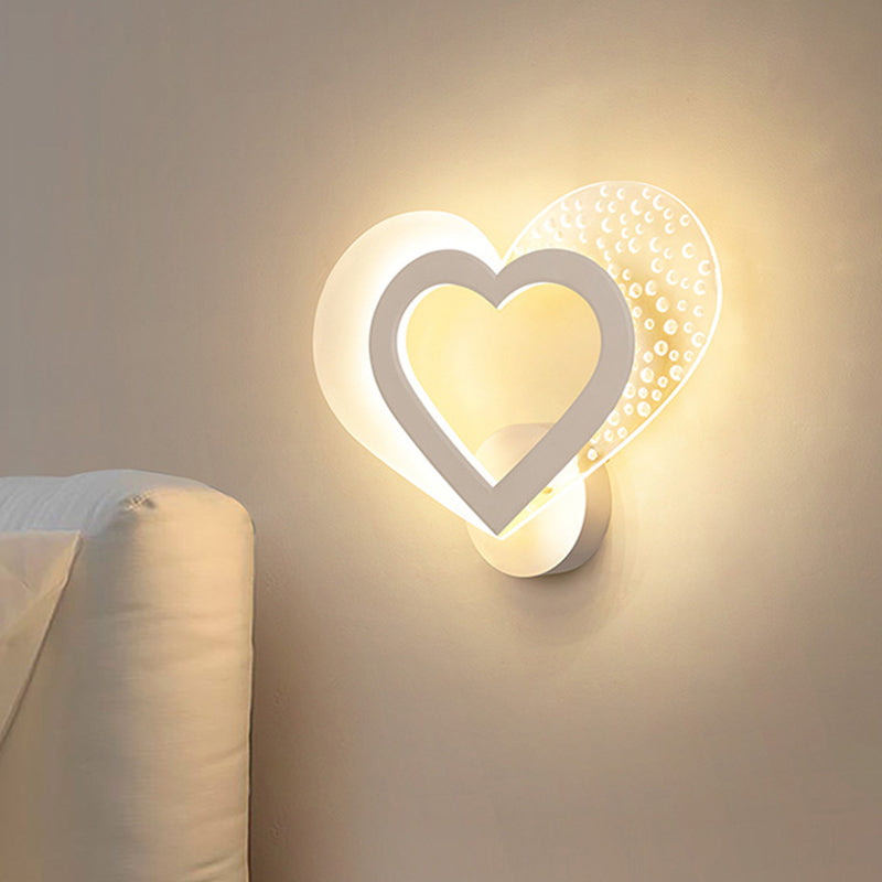 Lisslune | Love Heart-Shaped Wall Mounted Lighting Contemporary Acrylic LED White Wall Lamp in Warm/White Light