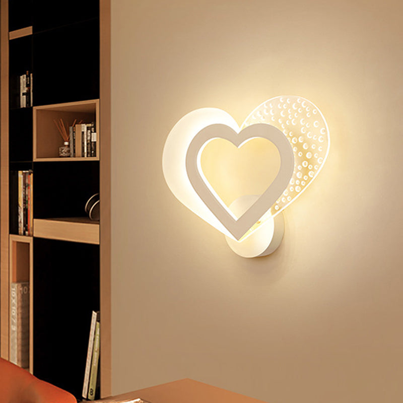 Lisslune | Love Heart-Shaped Wall Mounted Lighting Contemporary Acrylic LED White Wall Lamp in Warm/White Light