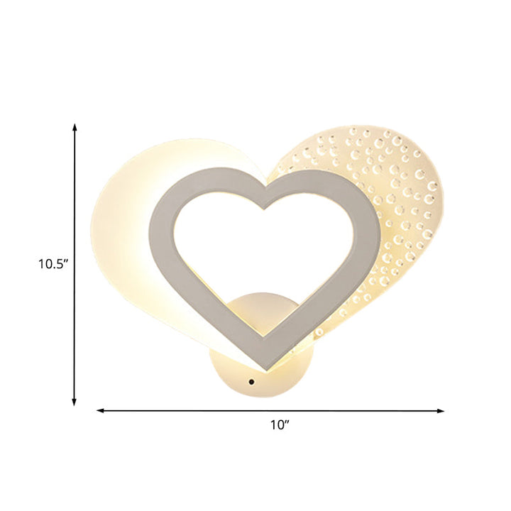 Lisslune | Love Heart-Shaped Wall Mounted Lighting Contemporary Acrylic LED White Wall Lamp in Warm/White Light
