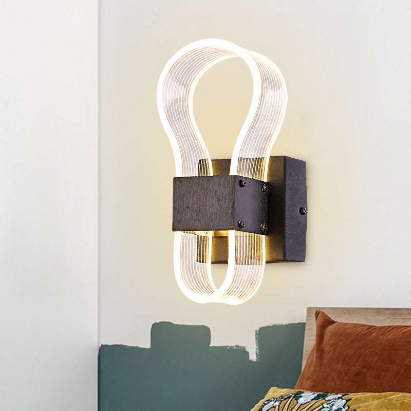 Lisslune | Cube Metal Wall Light Modern LED Black Wall Lamp with Arc Ring Acrylic Shade in White/Warm Light