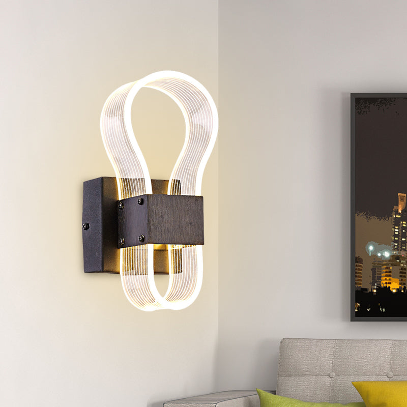 Lisslune | Cube Metal Wall Light Modern LED Black Wall Lamp with Arc Ring Acrylic Shade in White/Warm Light