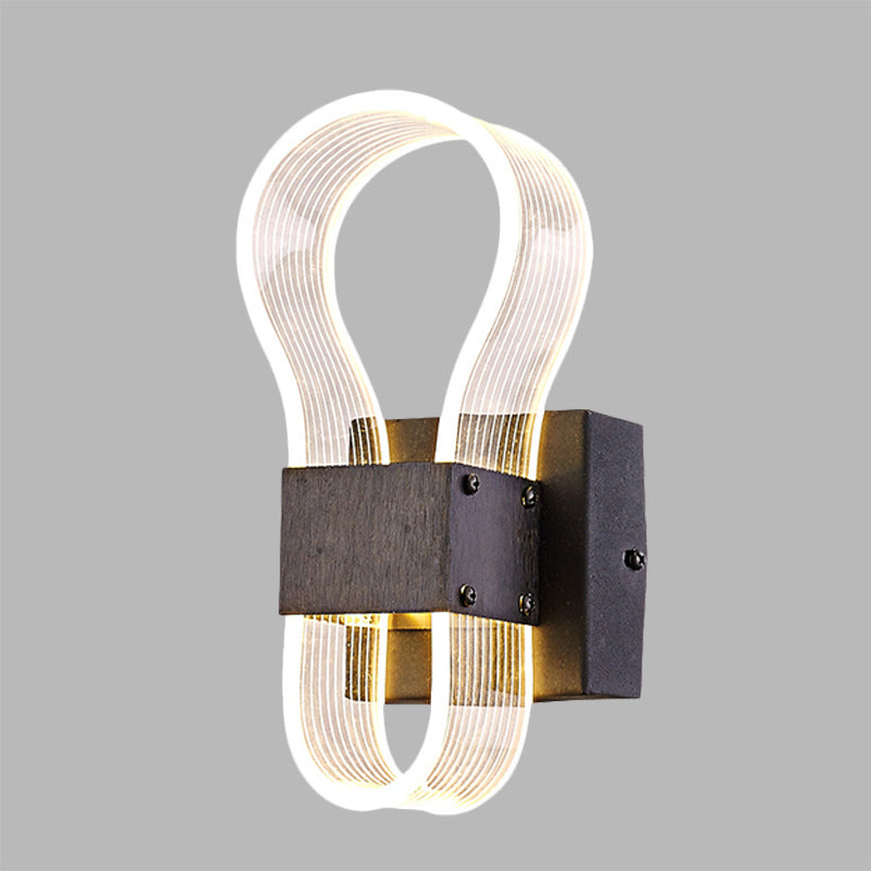Lisslune | Cube Metal Wall Light Modern LED Black Wall Lamp with Arc Ring Acrylic Shade in White/Warm Light