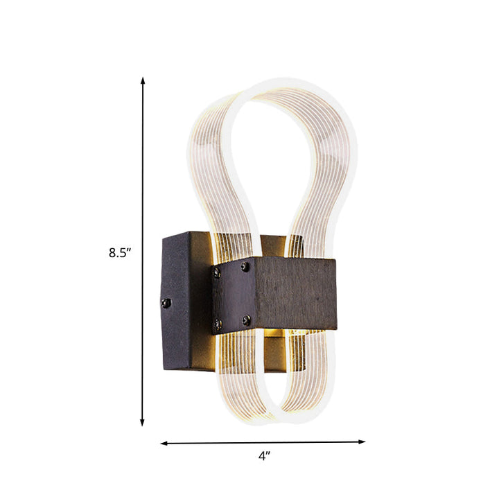 Lisslune | Cube Metal Wall Light Modern LED Black Wall Lamp with Arc Ring Acrylic Shade in White/Warm Light