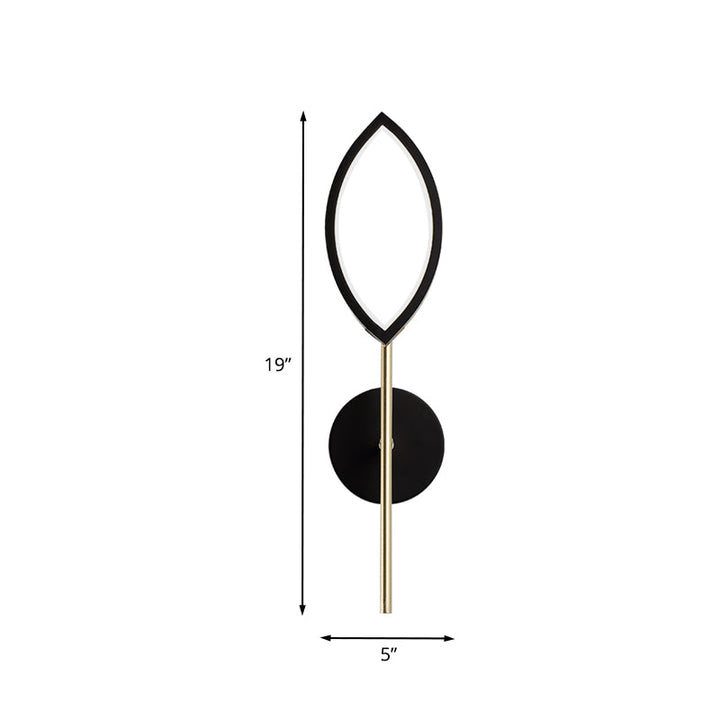 Lisslune | Leaf-shaped Metallic Wall Lamp Simple Black and Gold Surface LED Wall Light for the Living Room