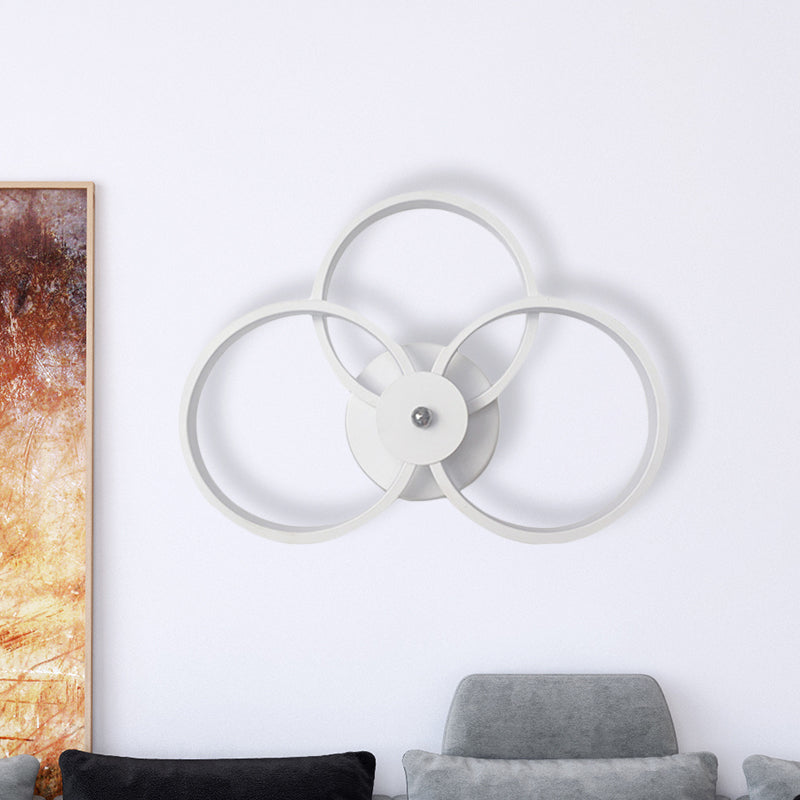 Lisslune | White version 3-ring wall light Minimalist LED acrylic wall-mounted lamp in warm/white light