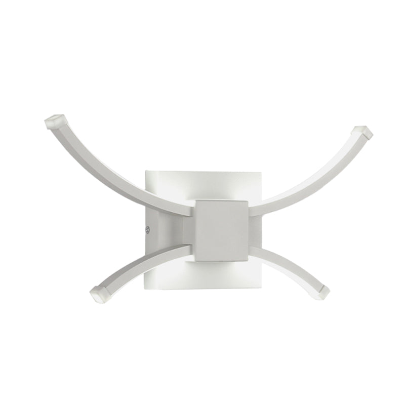 Lisslune | White square and curved linear wall lighting modernist LED metal wall-mounted wall lamp in warm/white light