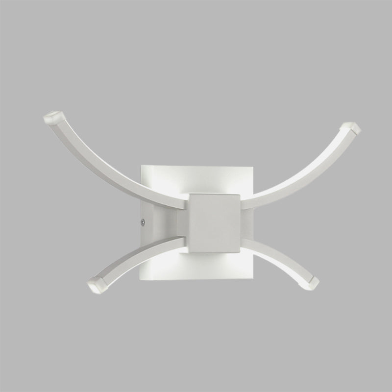 Lisslune | White square and curved linear wall lighting modernist LED metal wall-mounted wall lamp in warm/white light